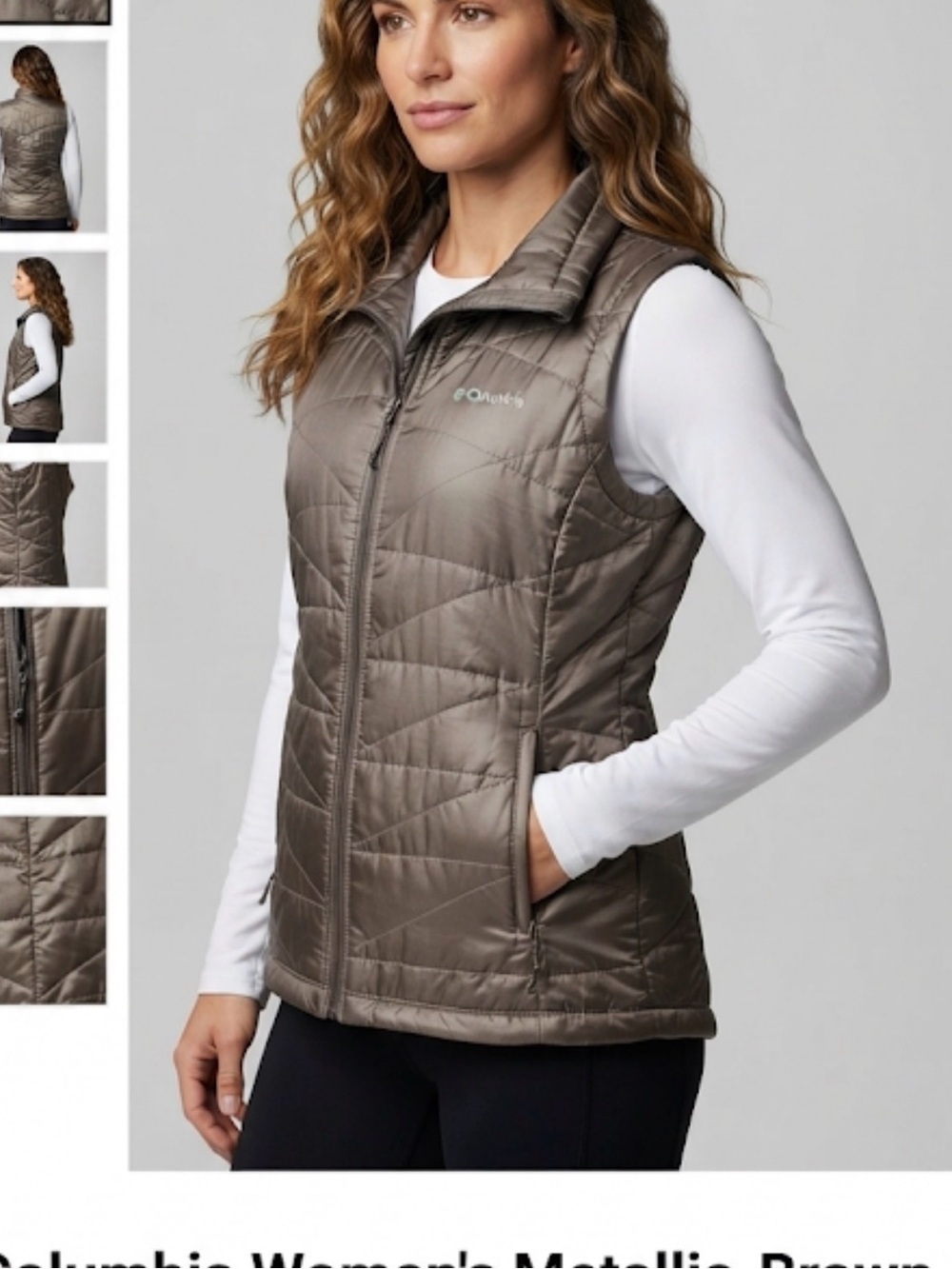 Columbia Brown Quilted Women's Insulated Omniheat Vest Size 1X / XL
